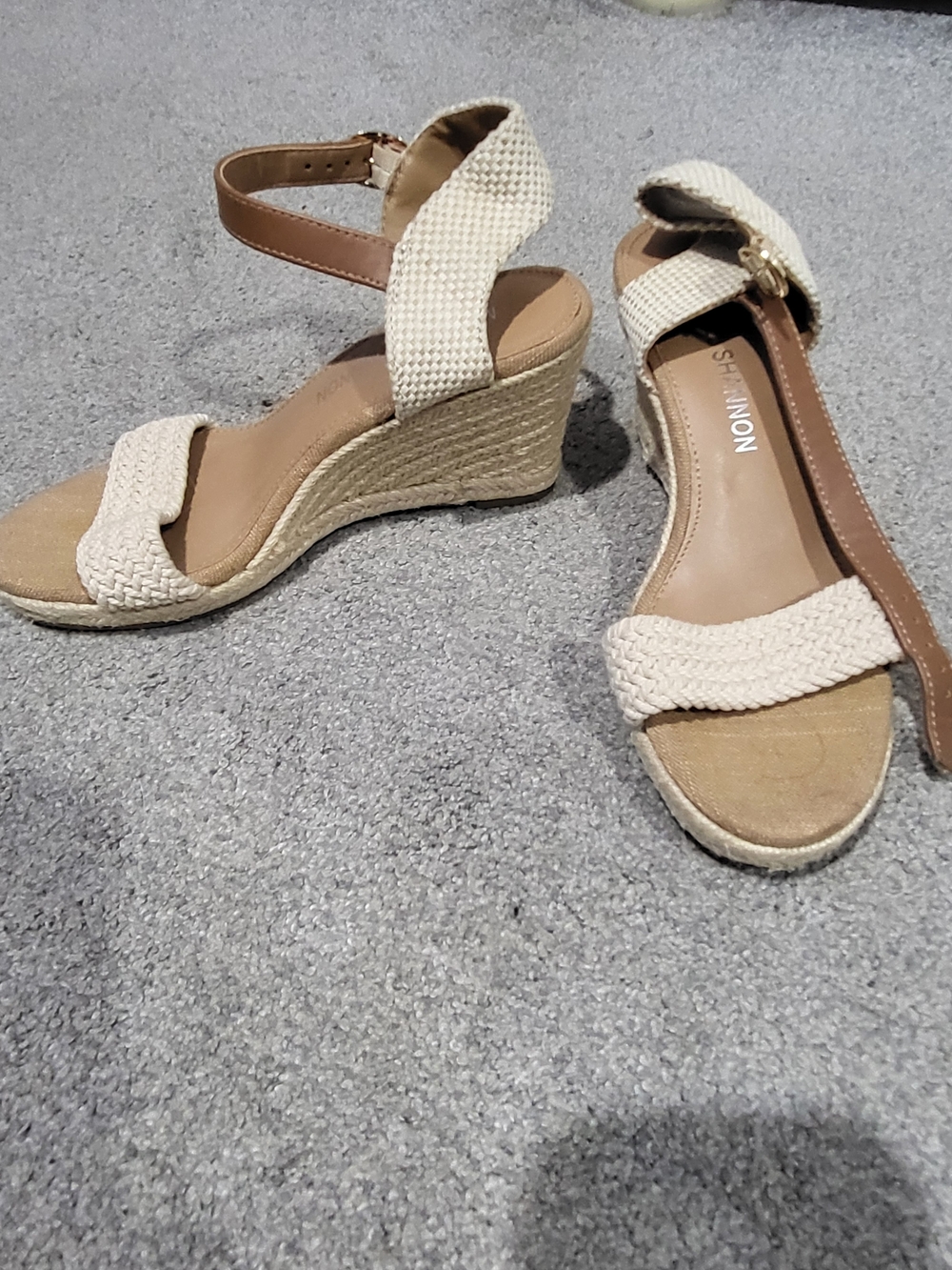 Michael Shannon Cream Braided Espadrille Wedge Sandals - Women's